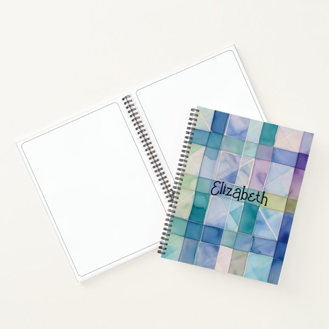 Watercolor Blue and Purple Plaid Notebook (Inside)