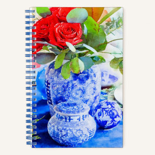 Watercolor Blue and White Chinoiserie Ginger Jar Notebook