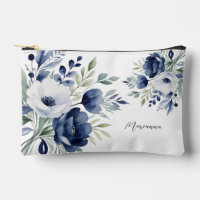 Watercolor Blue and White Floral Bouquet 