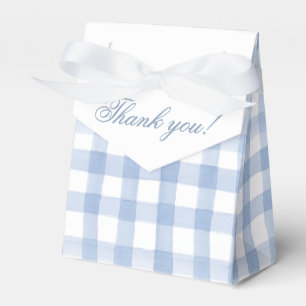 Watercolor Blue and White Gingham Crest Favour Box