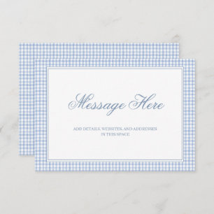 Watercolor Blue and White Gingham Wedding Enclosure Card