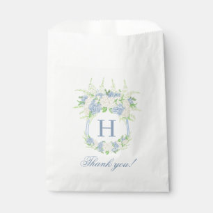 Watercolor Blue and White Hydrangea Crest Favour Bags