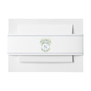 Watercolor Blue and White Hydrangea Crest Invitation Belly Band