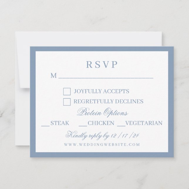 Watercolor Blue and White Hydrangea Wedding  RSVP Card (Front)