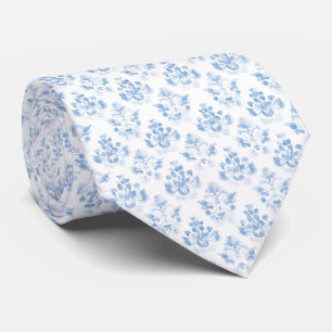 Watercolor blue and white neck tie