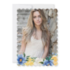 Watercolor Blue and Yellow Flowers Graduation