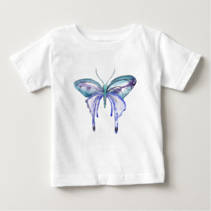 Watercolor blue Aqua Purple butterfly Baby T-Shirt