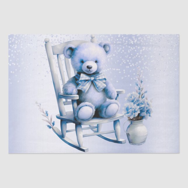 Watercolor Blue Baby Bear Tissue Paper (Front)