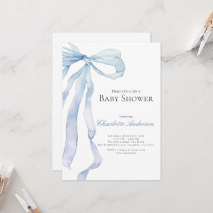 Watercolor Blue Baby Boy Shower Invitation