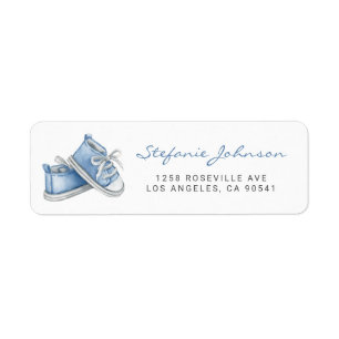 Watercolor Blue Baby Shoes Baby Shower