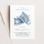 Watercolor Blue Baby Shoes It's a Boy Baby Shower Invitation<br><div class="desc">Invite guests to your event with this customisable baby shower invitation. It features watercolor illustration of an adorable blue baby booties. Personalise this baby shower invitation by adding your details. This blue baby shower invitation is perfect for It's a Boy baby showers.</div>