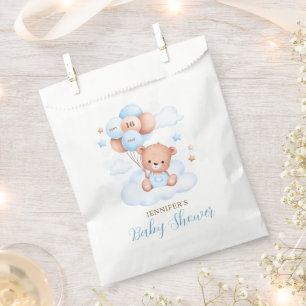 Watercolor Blue Balloon Teddy Bear Baby Shower Favour Bags