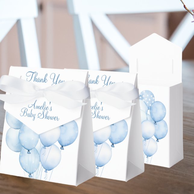 Watercolor Blue Balloons Thank You Baby Shower  Favour Box (Creator Uploaded)