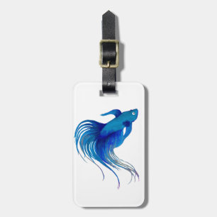 Watercolor Blue Betta Fish Luggage Tag