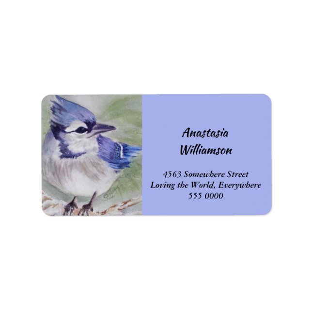 WATERCOLOR BLUE BIRD ADDRESS LABEL (Front)