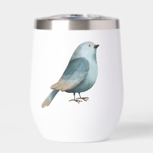 Watercolor blue bird clip art 