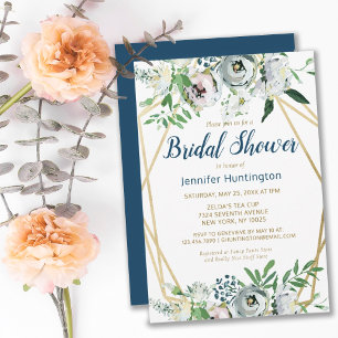 Watercolor Blue Boho Floral  Invitation