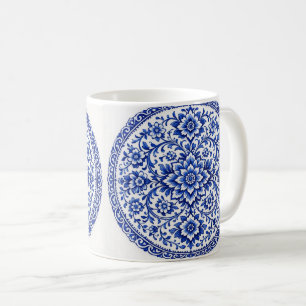 Watercolor Blue Botanical Frosted Glass Mug