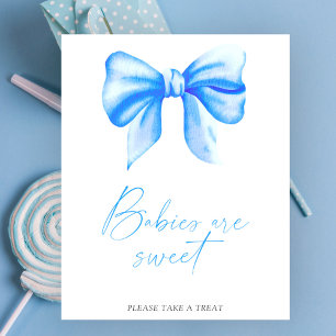 Watercolor blue bow - babies are sweet poster