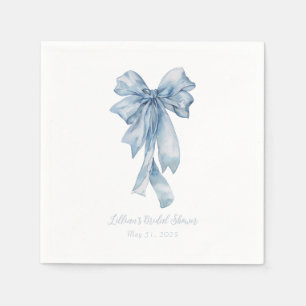 Watercolor Blue Bow Bridal Shower Napkins