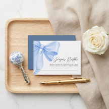 Watercolor Blue Bow Diaper Raffle Baby Shower