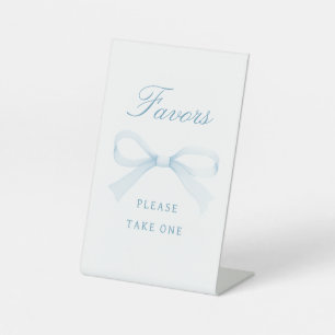 Watercolor Blue Bow Favors Pedestal Sign