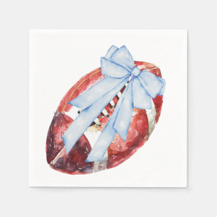 Watercolor Blue Bow Football Napkins