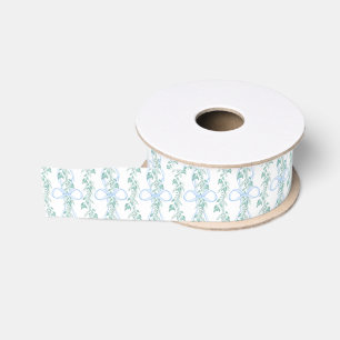 Watercolor Blue Bow Garland Christmas Grosgrain Ribbon