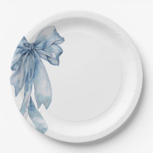 Watercolor Blue Bow  Paper Plates