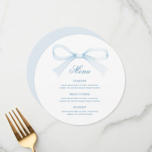 Watercolor Blue Bow Round Menu