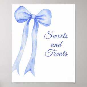 Watercolor Blue Bow Sweets and Treats Poster