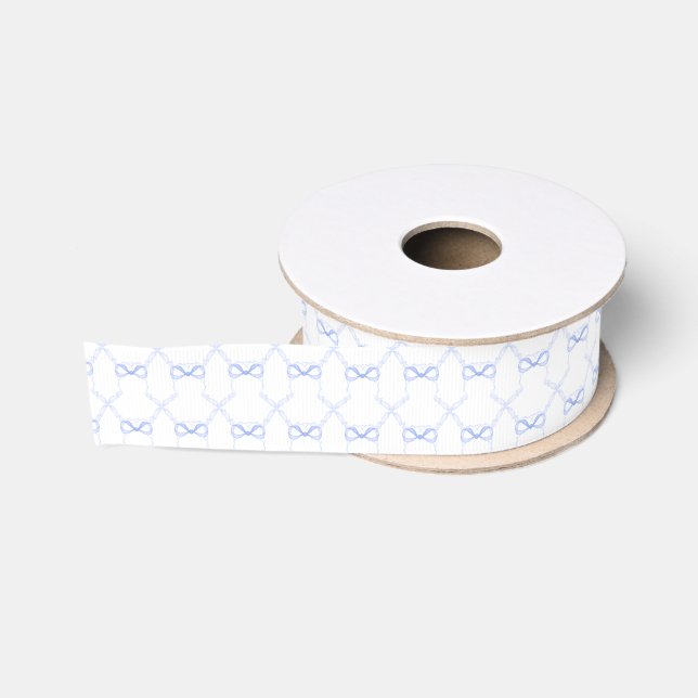 Watercolor Blue Bows Grosgrain Ribbon (Spool)