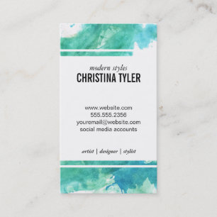 Watercolor Blue Business Card