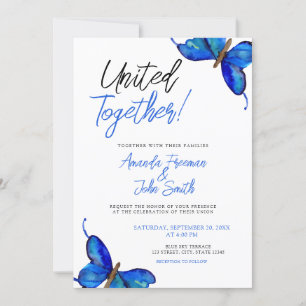 Watercolor Blue Butterflies Stunning Wedding Invitation
