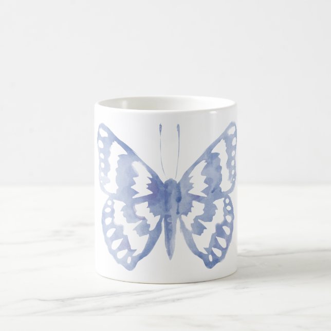 Watercolor blue butterfly coffee mug (Center)