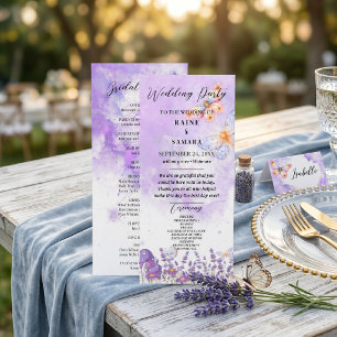 Watercolor Blue Butterfly Rustic Lavender Purple  Menu