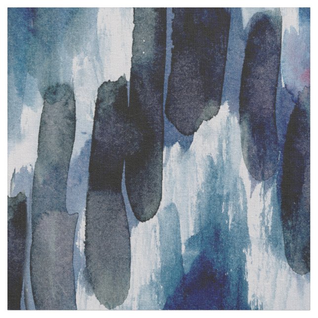 Watercolor Blue Chevron Ikat Fabric (Close Up)