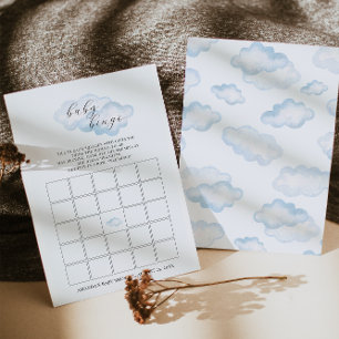 Watercolor Blue Cloud Baby Shower Baby Bingo