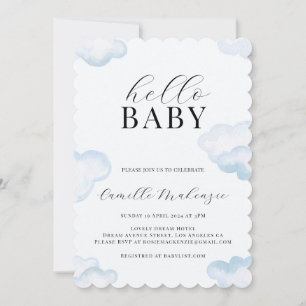 Watercolor Blue Cloud Baby Shower invitation
