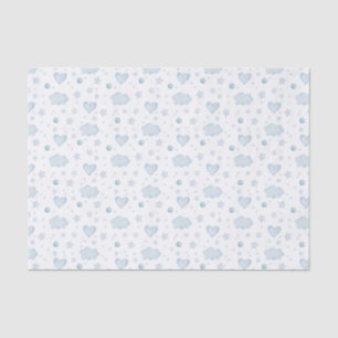 Watercolor Blue Clouds and Hearts Tissue Paper