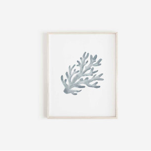 Watercolor blue coral print