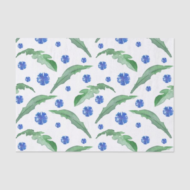 Watercolor Blue cornflowers Tissue Paper (Front)
