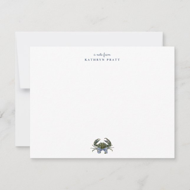 Watercolor Blue Crab Classic Personalised Card (Front)