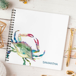Watercolor Blue Crab Personalised Journalling Notebook