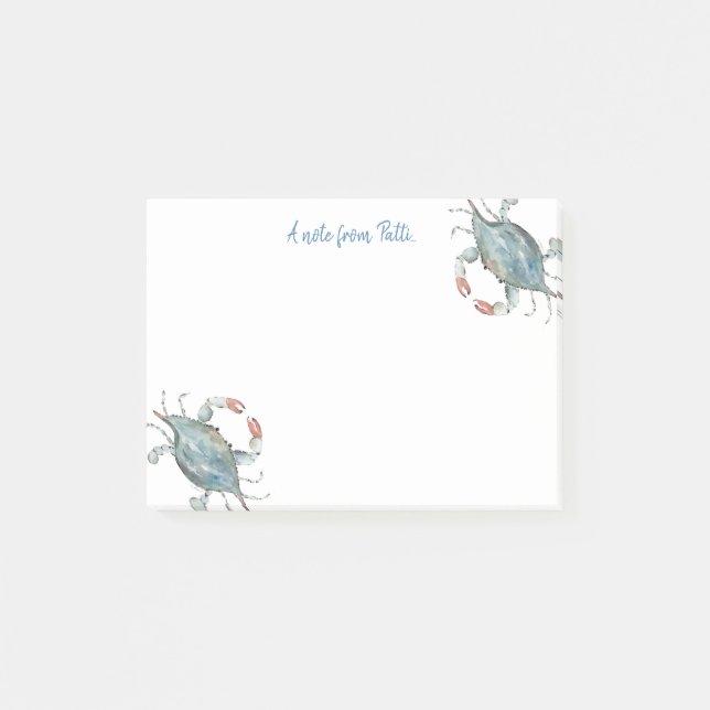 Watercolor blue crab  post-it notes (Front)
