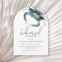 Watercolor Blue Crab Seafood Rehearsal Dinner