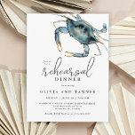 Watercolor Blue Crab Seafood Rehearsal Dinner Postcard<br><div class="desc">The perfect wedding rehearsal dinner invitation for a dinners along the coast, this design features a blue crab in the upper corner in vibrant watercolors printed on a post card. The invitation text pairing is modern with a casual elegance that is both tasteful and hospitable. Personalise the text template with...</div>