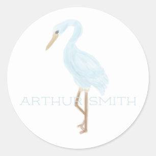 Watercolor Blue Crane Classic Round Sticker