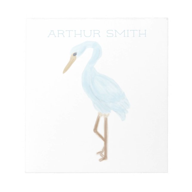 Watercolor Blue Crane Notepad (Front)