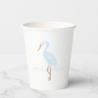 Watercolor Blue Crane Paper Cups